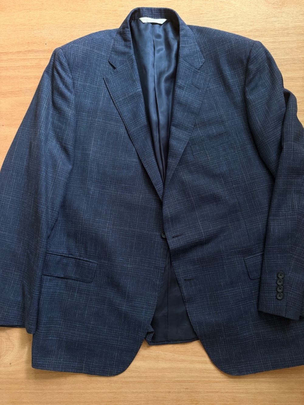 Samuelsohn Loro Piana wool silk linen blazer 48 Reg FLAW Italy blue plaid
